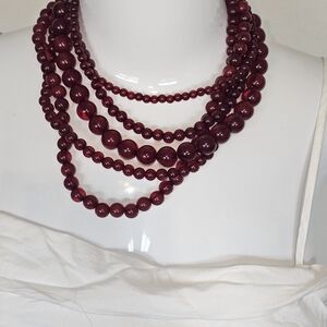 Elegant Burgundy Beaded Necklace